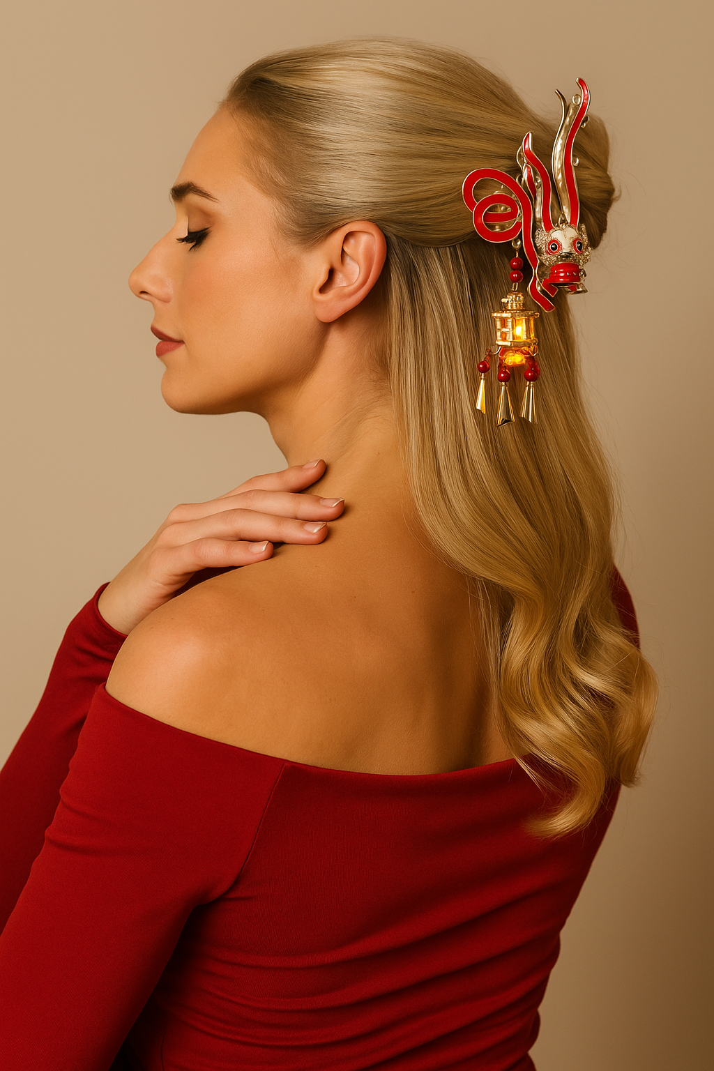 Haute Handles Premium Dragon Lantern Hair Claw Clip with Inbuilt LED Light