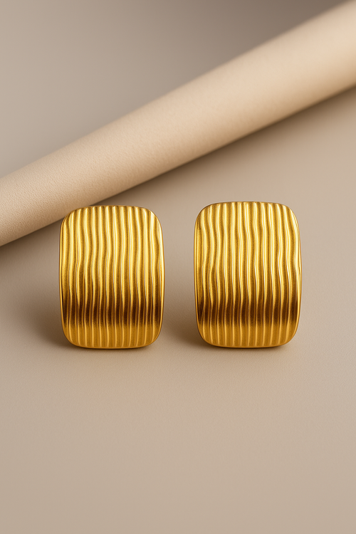 Haute Handles Anti-Tarnish Gold Plated Earrings – Elegant Glossy Statement Studs for Women